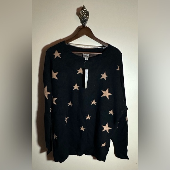 NWT Como Vintage Sweater Black with Gold Stars Plus Sizes - Picture 3 of 9